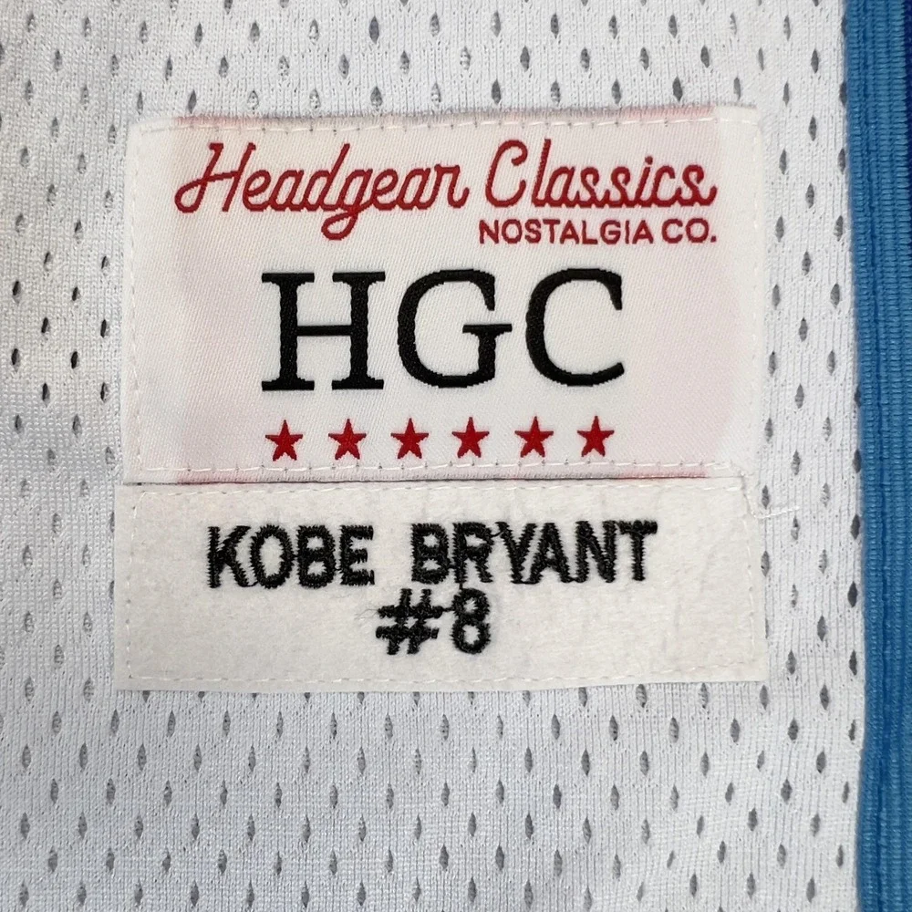 Crenshaw Jersey Mens XL White Blue Basketball Kobe Bryant 8 Headgear Classics